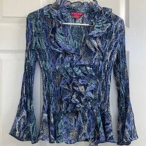 NWT! Sunny Leigh Ruffled LongSleeve Blouse